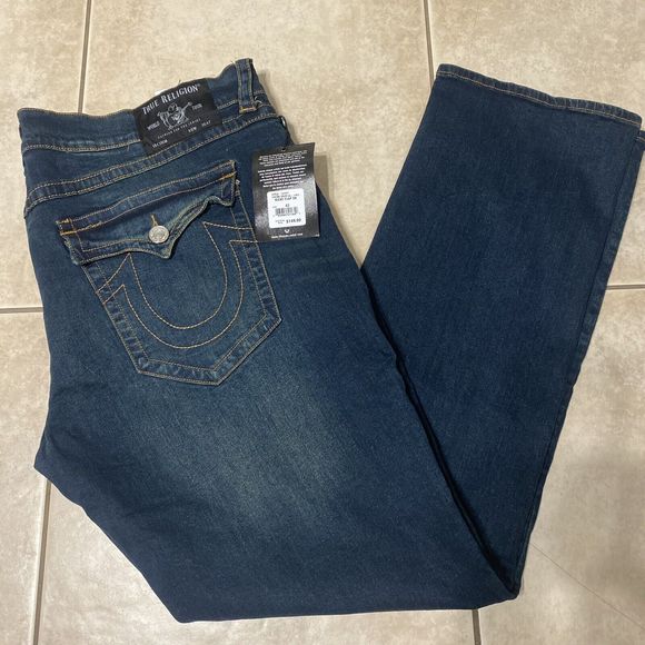 $149 NEW True Religion Ricky Flap Men's 42x32 Relaxed Straight Jeans Last Call